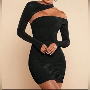 Asymmetrical glitter dress